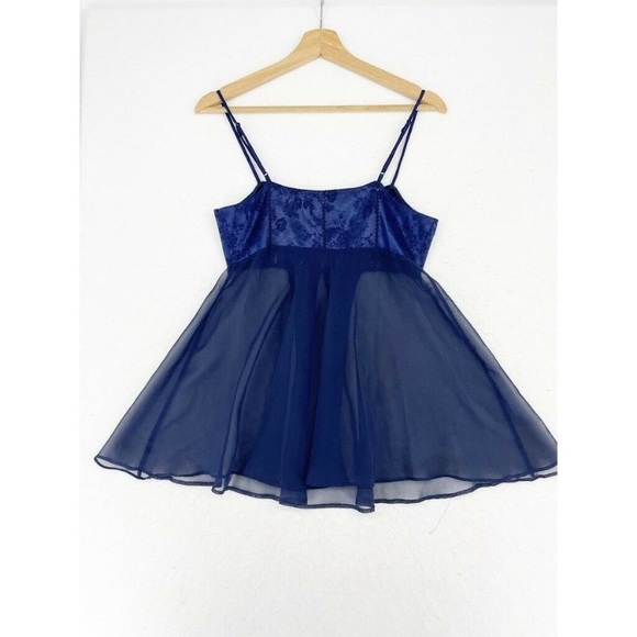 Vintage y2k Victoria’s Secret Babydoll Tank Sheer Size XS Blue Lingerie 2000's - Picture 8 of 9